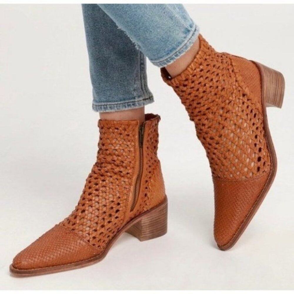 Free People In the Loop Basket Weave Woven Western Boot EU 37